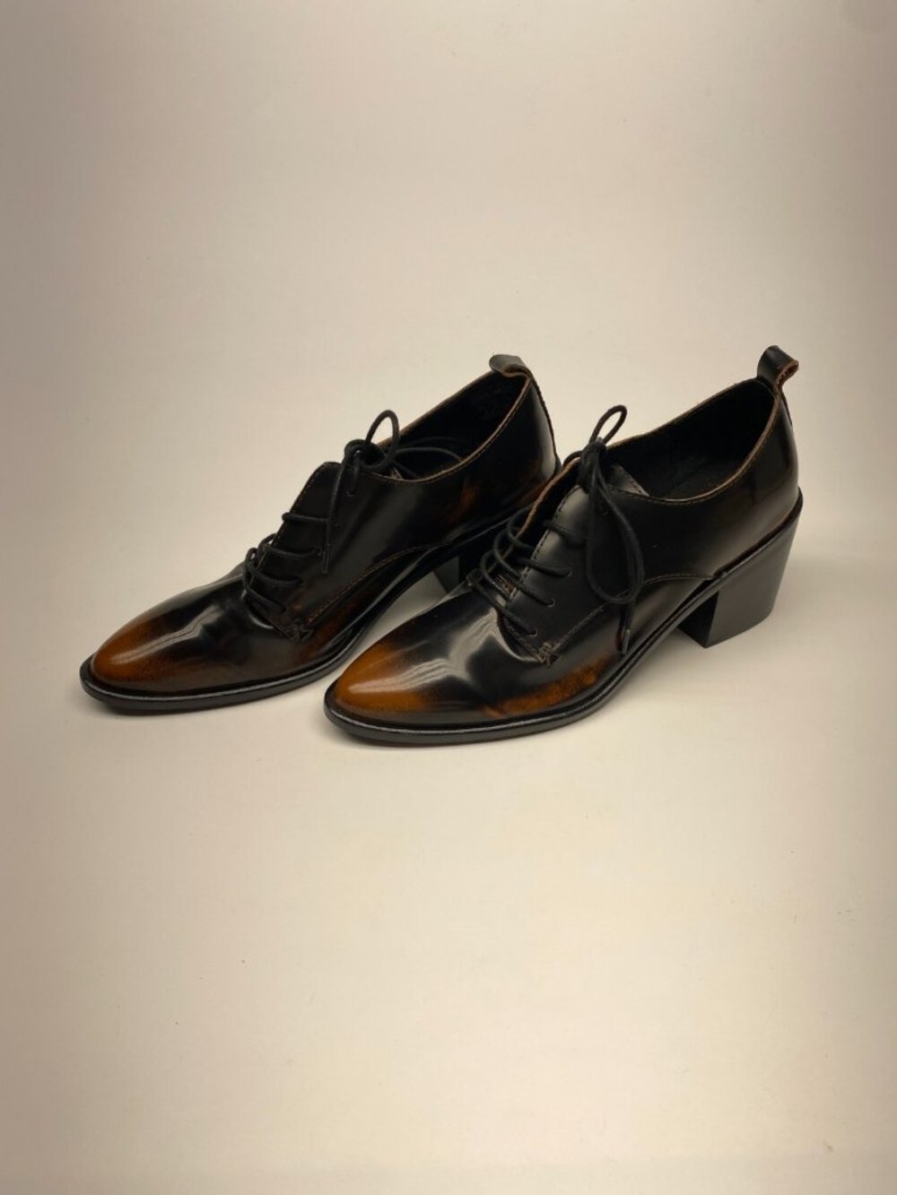 Kelsi Dagger Brooklyn Womens Ember Brown Leather Oxford Heeled Loafers Sz 8.5